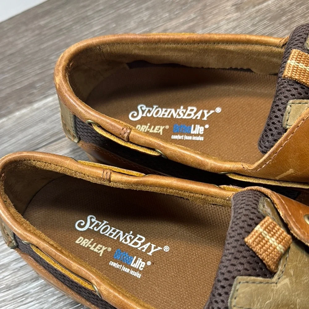 St John’s bay Brown Leather Boat Shoes men’s 13 (b147)